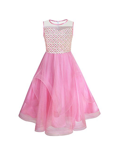 Sunny Fashion Flower Girls Dress Embroidered Sequin Wedding Pageant Bridesmaid
