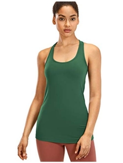 Racerback Workout Tank Tops for Women Long Athletic Yoga Tops Sleeveless Shirts Slim Fit