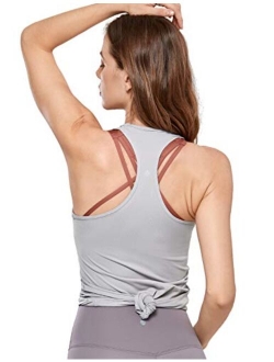 Racerback Workout Tank Tops for Women Long Athletic Yoga Tops Sleeveless Shirts Slim Fit