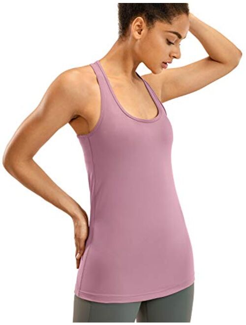 CRZ YOGA Racerback Workout Tank Tops for Women Long Athletic Yoga Tops Sleeveless Shirts Slim Fit