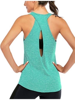 ICTIVE Women's Cross Back Yoga Shirt Backless Workout Tops for Womens Racerback Tank Tops Open Back Running Muscle Tanks