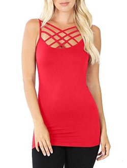 NioBe Clothing Women’s Triple Criss Cross Cami Tank Top with Spaghetti Straps