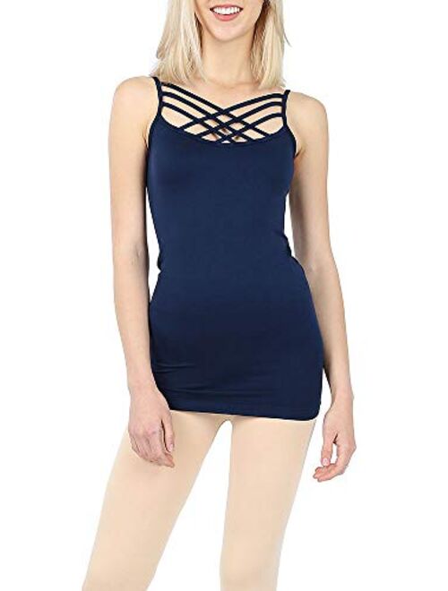 NioBe Clothing Women’s Triple Criss Cross Cami Tank Top with Spaghetti Straps