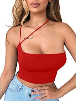 TOB Women's Sexy Summer Sleeveless Criss Cross Spaghetti Strap Crop Tops Short Camis