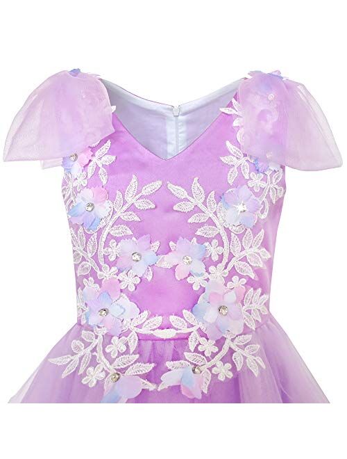 Sunny Fashion Flower Girls Dress Purple Sleeveless Mantillas Wedding Bridesmaid