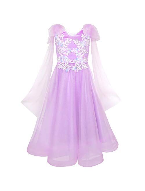 Sunny Fashion Flower Girls Dress Purple Sleeveless Mantillas Wedding Bridesmaid