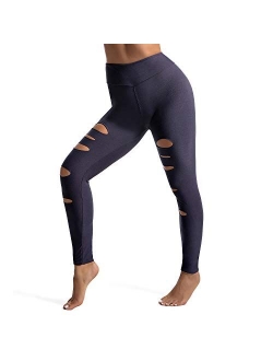 KT High Waist Workout Leggings with Inside Pockets, Cutout Ripped Buttery Soft Tummy Control Yoga Skinny Leggings