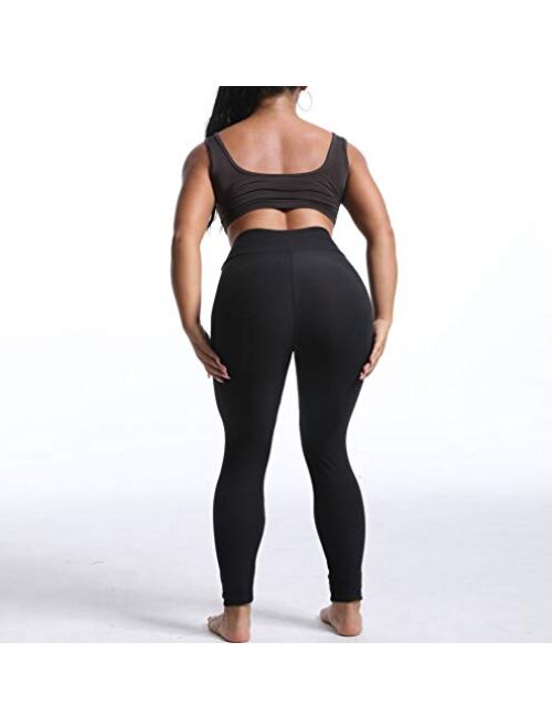 KT High Waist Workout Leggings with Inside Pockets, Cutout Ripped Buttery Soft Tummy Control Yoga Skinny Leggings