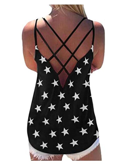 YOINS Tank Camis Vest Tops for Women Sleeveless Criss Cross Back Hollow Casual Tops