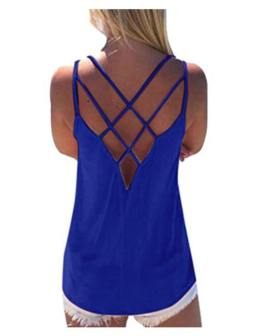 YOINS Tank Camis Vest Tops for Women Sleeveless Criss Cross Back Hollow Casual Tops