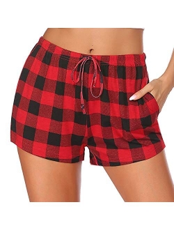 Women Pajama Shorts Comfy Lounge Bottom with Pockets Stretch Strip Sleepwear Drawstring Pj Bottoms Sleep Pants