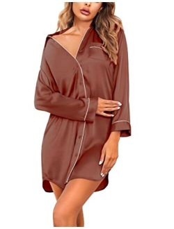 Women's Boyfriend Style Satin Sleep Shirts