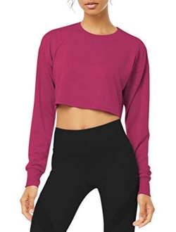 Long Sleeve Crop Top Cropped Sweatshirt for Women with Thumb Hole