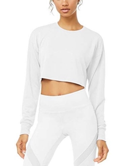 Long Sleeve Crop Top Cropped Sweatshirt for Women with Thumb Hole