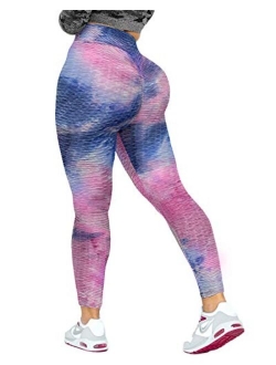 Jenbou Anti Cellulite Workout Leggings for Women Ruched Butt Lifting Yoga Pants Tummy Control Tight Leggings