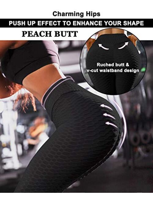 Buy Jenbou Anti Cellulite Workout Leggings for Women Ruched Butt Lifting  Yoga Pants Tummy Control Tight Leggings… Black at