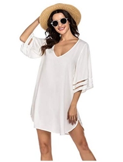 Women's Swim Cover Ups for Beach Swimwear, Summer Casual Loose Sun Dress