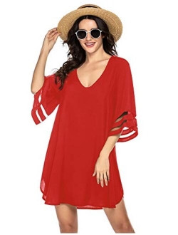 Women's Swim Cover Ups for Beach Swimwear, Summer Casual Loose Sun Dress