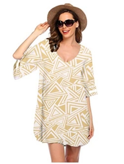 Women's Swim Cover Ups for Beach Swimwear, Summer Casual Loose Sun Dress