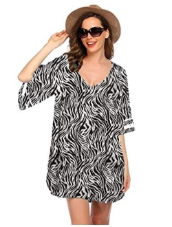 Women's Swim Cover Ups for Beach Swimwear, Summer Casual Loose Sun Dress