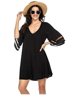 Women's Swim Cover Ups for Beach Swimwear, Summer Casual Loose Sun Dress