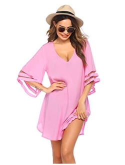 Women's Swim Cover Ups for Beach Swimwear, Summer Casual Loose Sun Dress