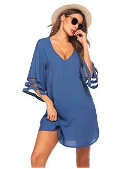 Women's Swim Cover Ups for Beach Swimwear, Summer Casual Loose Sun Dress