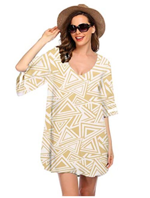 Ekouaer Women's Swim Cover Ups for Beach Swimwear, Summer Casual Loose Sun Dress