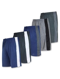 5-Pack Youth Dry-Fit Active Athletic Basketball Gym Shorts with Pockets Boys & Girls