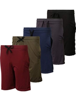 5-Pack Youth Dry-Fit Active Athletic Basketball Gym Shorts with Pockets Boys & Girls