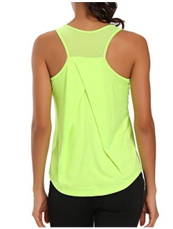 Aeuui Workout Tops for Women Mesh Racerback Tank Yoga Shirts Gym Clothes