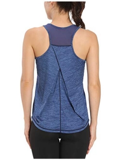 Aeuui Workout Tops for Women Mesh Racerback Tank Yoga Shirts Gym Clothes