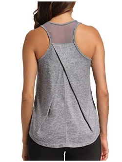 Aeuui Workout Tops for Women Mesh Racerback Tank Yoga Shirts Gym Clothes