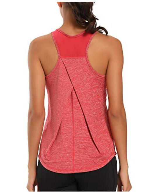 Aeuui Workout Tops for Women Mesh Racerback Tank Yoga Shirts Gym Clothes