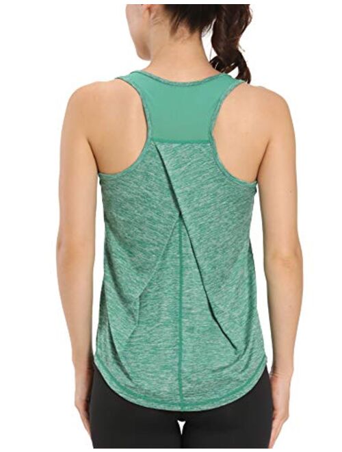 Aeuui Workout Tops for Women Mesh Racerback Tank Yoga Shirts Gym Clothes