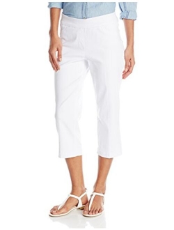 SLIM-SATION Women's Wide Band Pull on Straight Leg Capri with Tummy Control