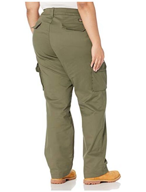 Dickies Women's Plus Size Relaxed Fit Stretch Cargo Straight Leg Pant