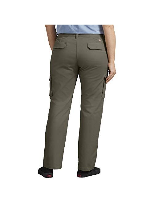 Dickies Women's Plus Size Relaxed Fit Stretch Cargo Straight Leg Pant