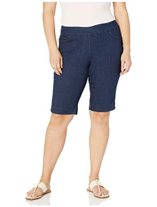 SLIM-SATION Women's Plus Size Wide Band Pull-on Solid Walking Short