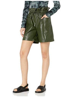 Women's Vegan Leather Paperbag Shorts