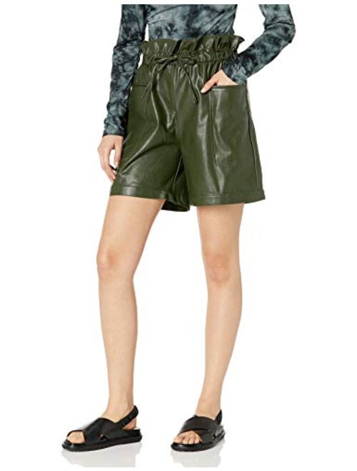 KENDALL + KYLIE Women's Vegan Leather Paperbag Shorts