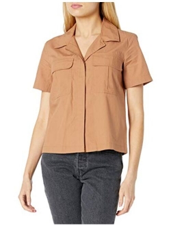 Women's Kayla Boxy Short Sleeve Cargo Pocket Poplin Shirt