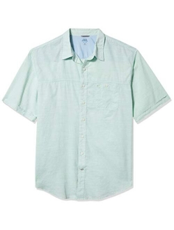 Men's Big & Tall Big and Tall Saltwater Dockside Chambray Short Sleeve Button Down Solid Shirt