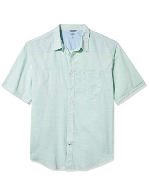 IZOD Men's Big & Tall Big and Tall Saltwater Dockside Chambray Short Sleeve Button Down Solid Shirt