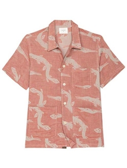 Men's Standard Fit Short Sleeve Button Down Camp Shirt