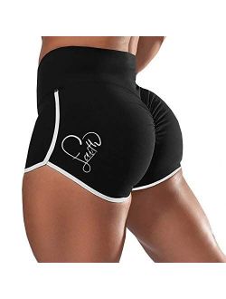 Women's Running Shorts Scrunch Butt Lifting High Waisted Workout Camo Drawstring Shorts