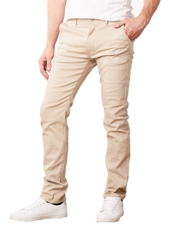 Mens Cotton Chino Pants Slim Fit Casual Stretch