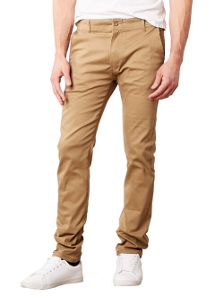 Mens Cotton Chino Pants Slim Fit Casual Stretch