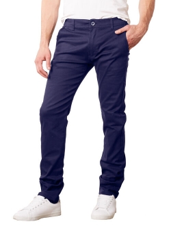 Mens Cotton Chino Pants Slim Fit Casual Stretch