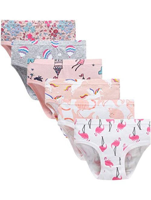 Slenily Little Girls' Soft Cotton Underwear Kids Cool Breathable Comfort Panty Briefs Toddler Undies(Pack of 6)